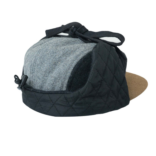 Ullblokk 5-panel Caps med Øreklaffer - Grå/Blå (Str. L, 4-7 år)