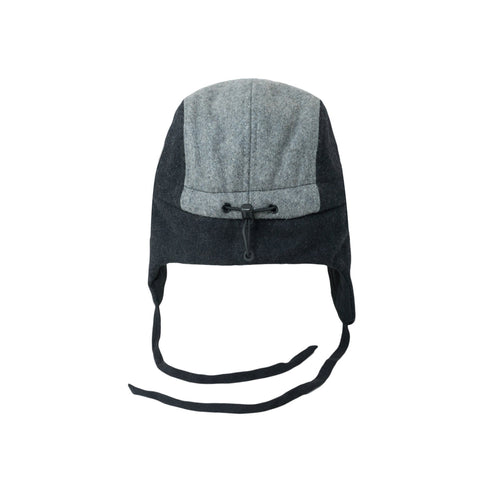 Ullblokk 5-panel Caps med Øreklaffer - Grå/Blå (Str. L, 4-7 år)