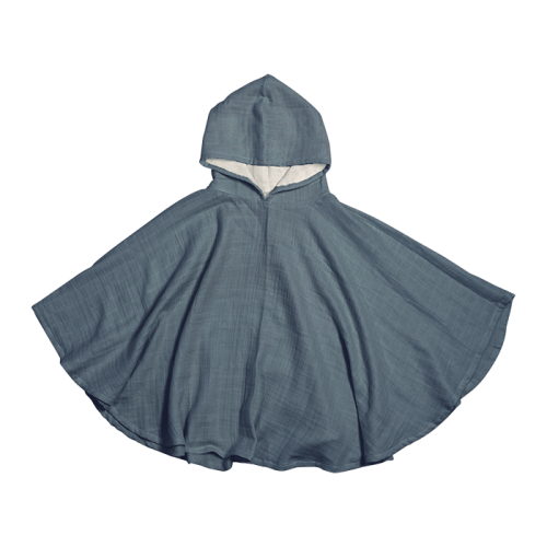 Muslin Poncho i Blå Gran