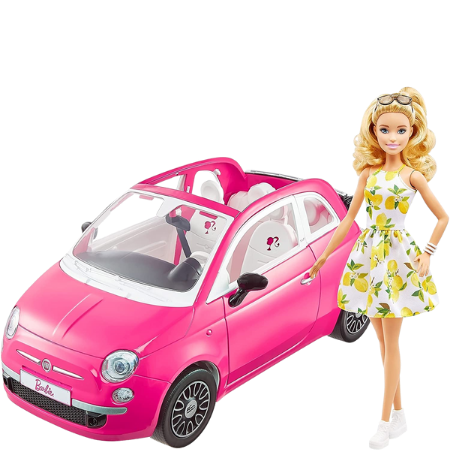 Barbie Fiat 500 med Dukke - Rosa Drømmetur