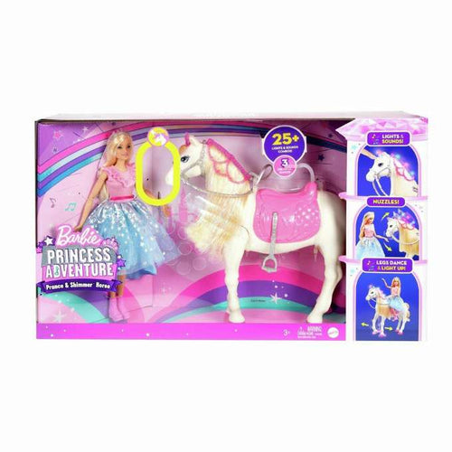 Barbie Prinsesseeventyr Dukke med Pance og Shimmer Hest