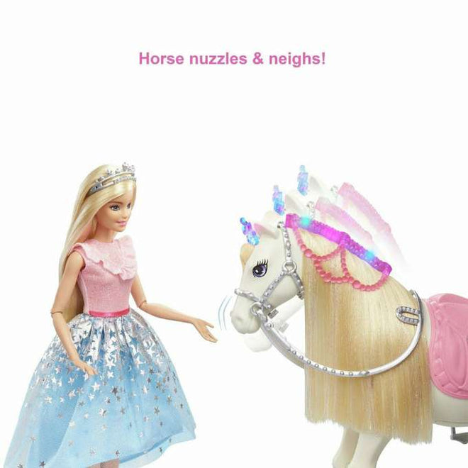 Barbie Prinsesseeventyr Dukke med Pance og Shimmer Hest