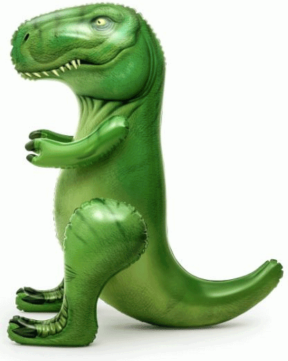 Oppustelig dinosaur med vanddyse