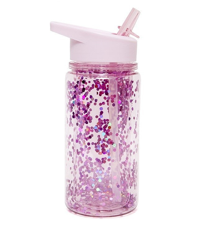Rosa Glitter Vandflaske - 300 ml