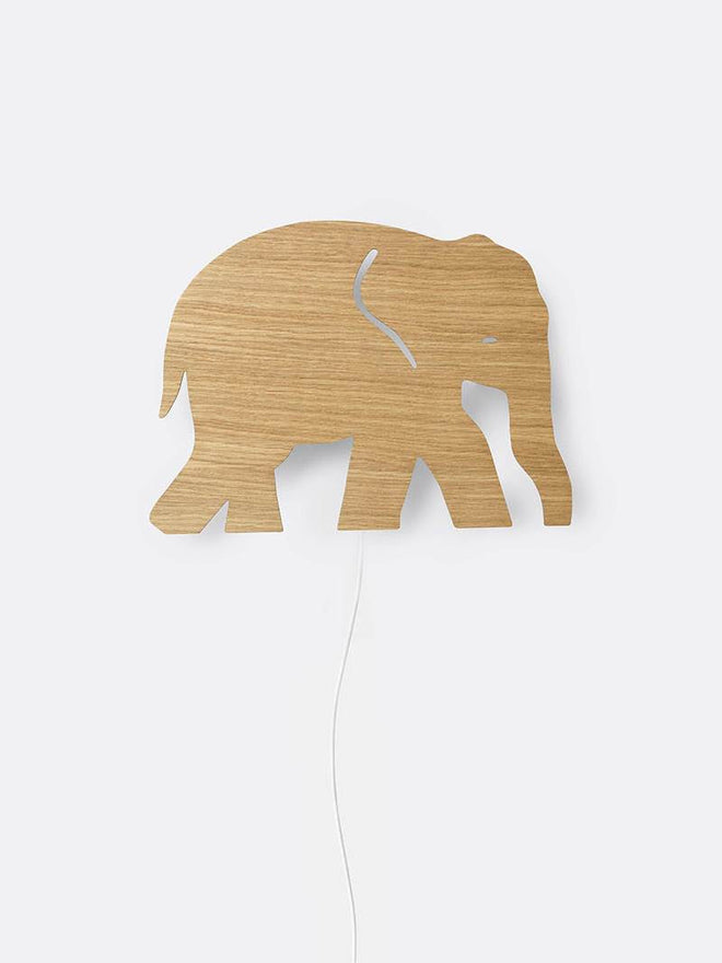 Væglampe, elefant - oliebehandlet egetræ