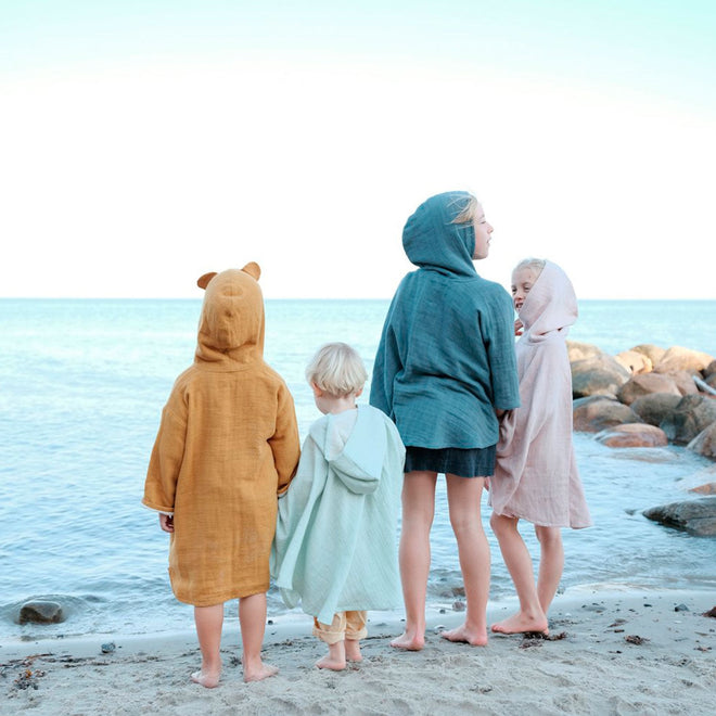 Muslin Poncho i Blå Gran