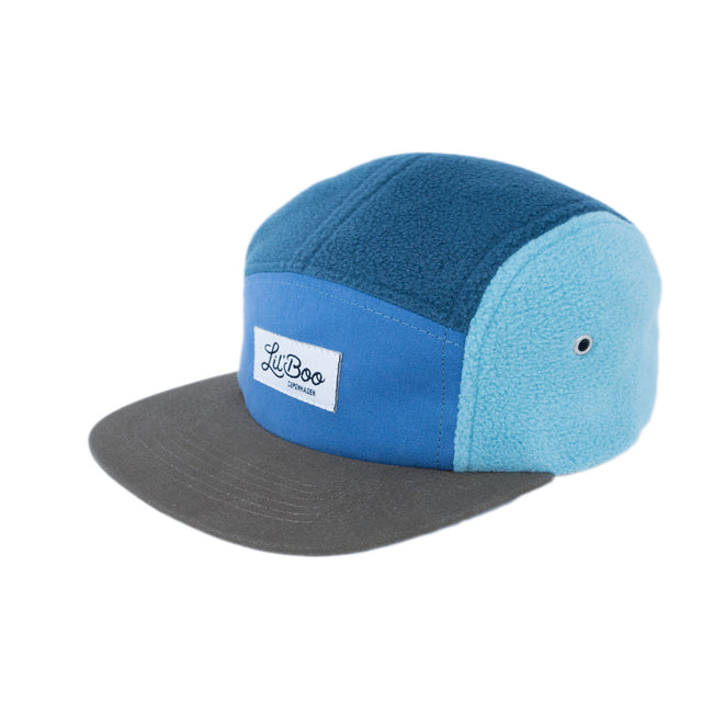 Blå 5-Panel Fleececaps - Str. L (4-7 år)