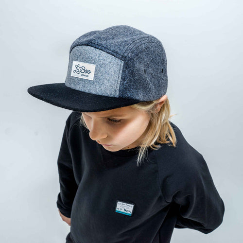 Grå 5-Panel Ullcaps - XL (7-14 år)