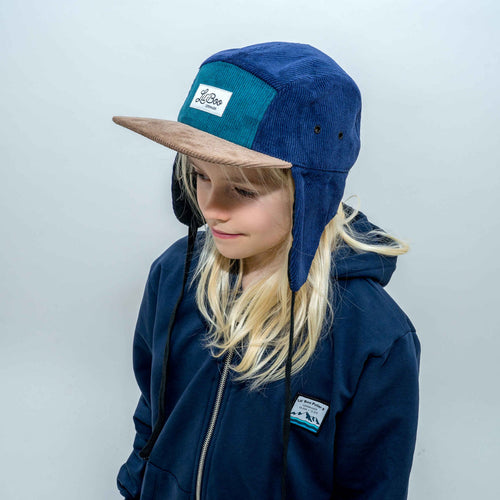 Grønn 5-panel Manchestercaps med Øreklaffer - Størrelse L (4-7 år)