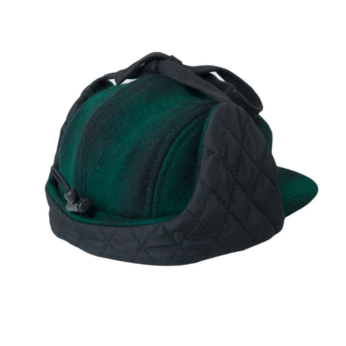 Ullcaps med Øreflapper - Grønn/Svart (Størrelse L, 4-7 år)
