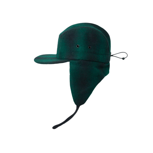 Ullcaps med Øreflapper - Grønn/Svart (Størrelse L, 4-7 år)