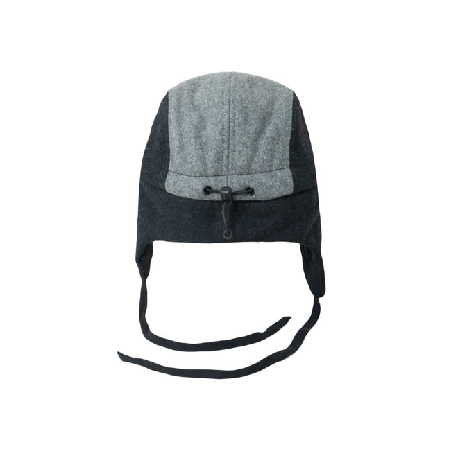 Ullblokk 5-panel Caps med Øreklaffer - Grå/Blå (Str. M, 1,5-3 år)