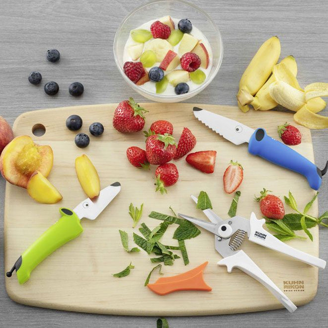 Kinderkitchen knivsæt til børn 2 dele - børnekniv, grøn/blå