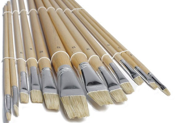 Kunstnerpensler, 12-pakning - Naturlig Trehåndtak
