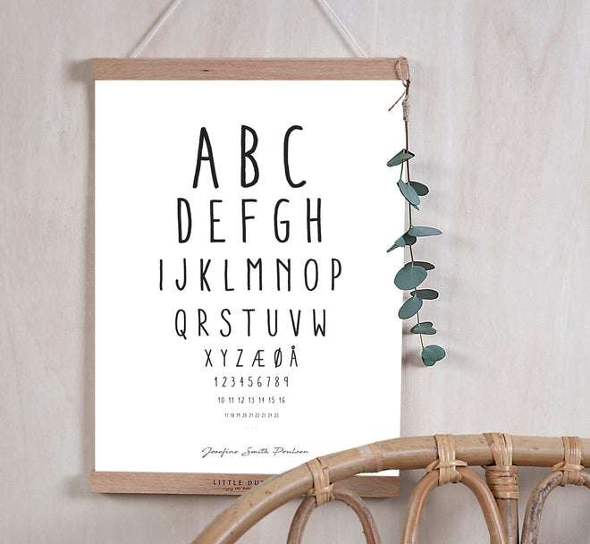 Syntavle med ABC og tal med navne