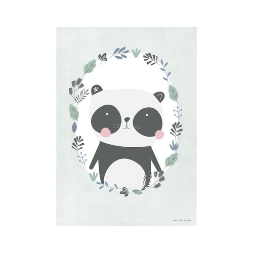 Affisch A3, Panda, Mint/Hvid