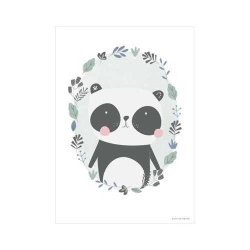 Affisch A3, Panda, Mint/Hvid