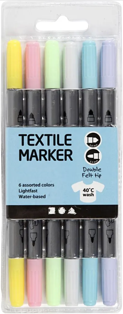 Tekstilmarkører - Pastellfarger