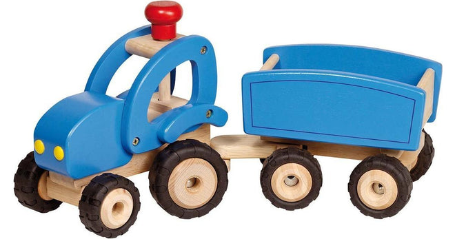 Blå Traktor med Tilhenger